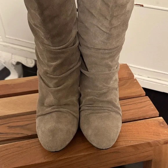 Melin Taupe Lace Up Wedge Boots - Picture 2 of 7